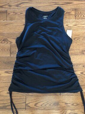 Black Side-Ruched Tank Top with Adjustable Ties